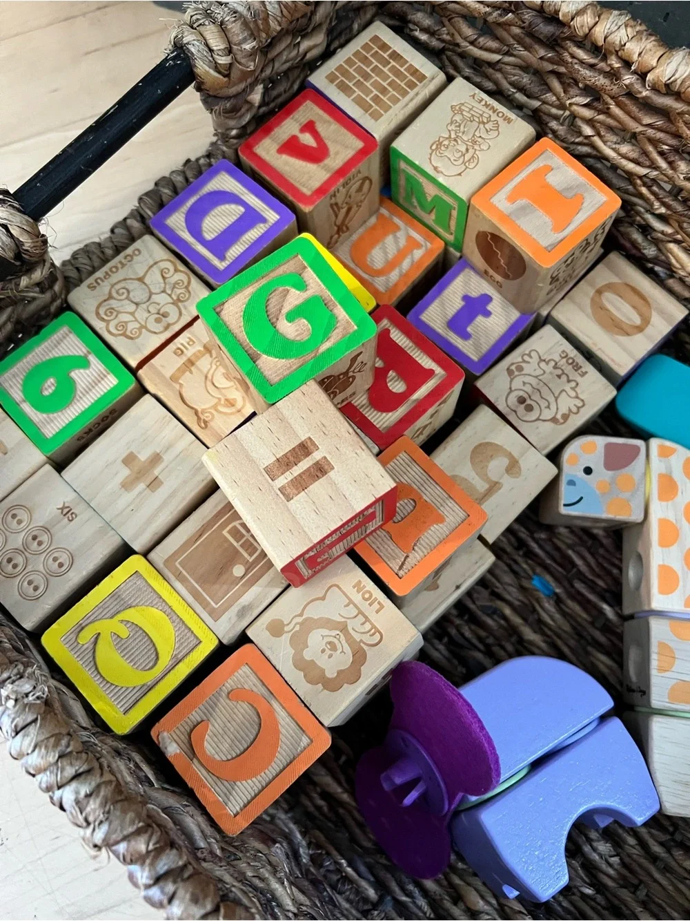 Wooden Alphabet Blocks Set - Multicolor Kids Toy